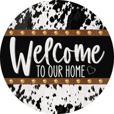 Cow Door Hanger Welcome Dco-01374-Dh 18’ Round Wood